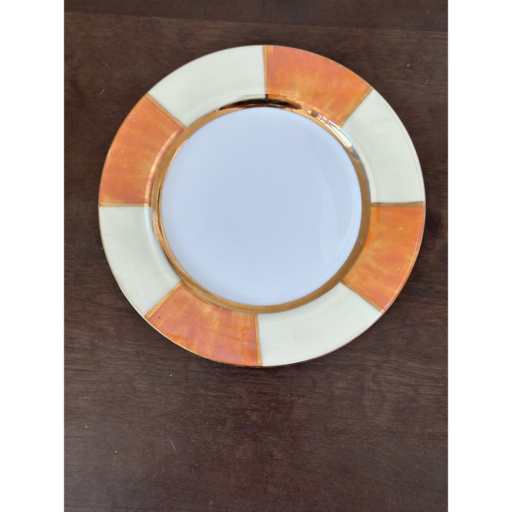 Pottery Barn Japan‎ Salad Plate Orange Gold Cream Rim Accent Decor